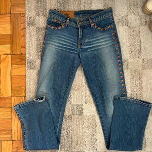 Rock & Republic Studded Flare Jeans  Low-rise, medium wash flare jeans by Rock &
